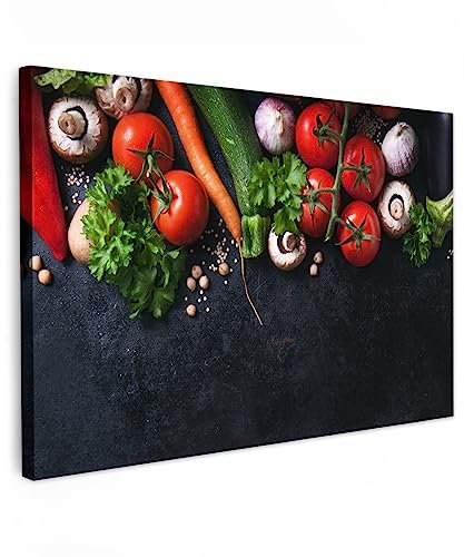 MuchoWow© Leinwand Klein 30x20 cm Mini Deko Schlafzimmer Aesthetic Leinwandbilder Wohnzimmer Gemälde Foto Geschenk Living Room Decoration Küchenbilder - Bild Küche - Gemüse - Kräuter - Gewürze