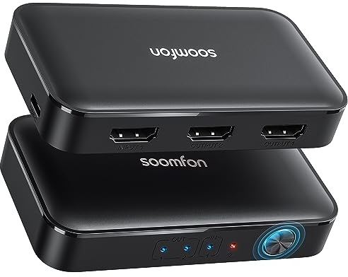 SOOMFON 4K@60Hz HDMI Splitter 1 in 2 out, HDMI Verteiler 1 in 2 out unterstützt HDCP 2.2, 3D, UHD, CEC, HDMI Splitter 2 Monitore gleichzeitig für Xbox/ PS4/ PS3/ Roku/ Blu-Ray Player/ Firestick/ HDTV