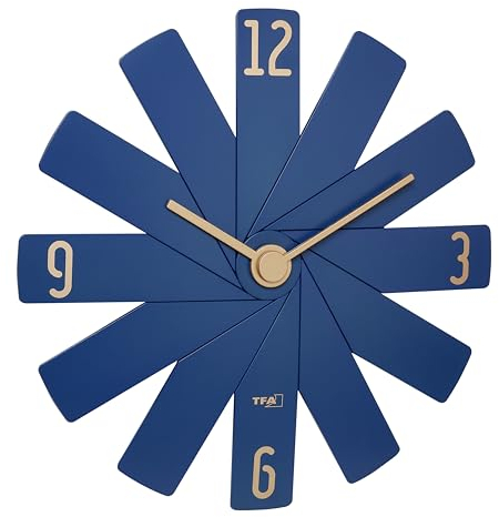 TFA Dostmann Analoge Wanduhr Clock in The Box, 60.3020.06, geräuscharmes Uhrwerk, exklusiv für designt, zum Zusammenstecken, Wohnaccessoire, Designeruhr, mit Video-Anleitung, Geschenkidee, blau
