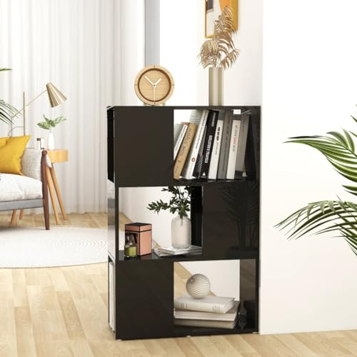 AJJHUUKI Home Outdoor OthersBook Schrank Raumteiler Hochglanz Schwarz 60x24x94cm Holzwerkstoff