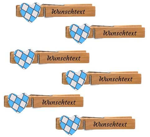 18 Stück PERSONALISIERTE Glubbal Glupperl Wäscheklammern HERZERL - mit Namens Gravur - Oktoberfest Geburtstag Firmenfeier Hochzeit Namensschild Party Bayern gravierter Namen (18)