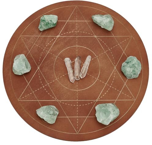 FINGERINSPIRE Holz Kristallgitterplatte Rund Heilige Geometrie Energiegitterplatte Metatrons Würfel Kristallgitterplatte Für Hexerei Wicca Altar Ritual Heilige Raumdekoration 25.4 cm Durchmesser
