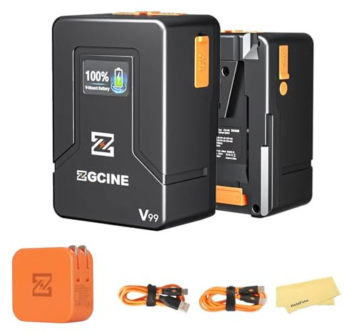 ZGCINE ZG-V99 Mini fotocamera V-Mount Batteria con kit caricabatterie, 99 Wh (14,8 V 6800 mAh) Supporto D-TAP/BP/Ingresso e uscita per BMPCC 6K Pro/Canon EOS R5C / Sony FX3