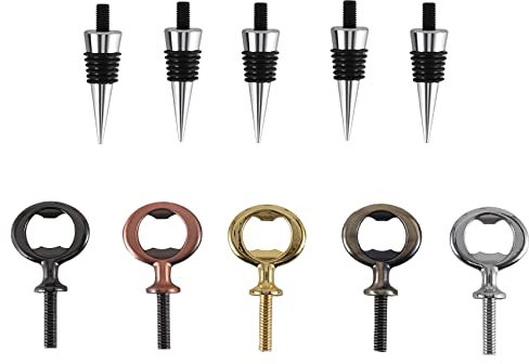 beiyaiey Wine Stopper,Blank Bottle Opener Chrome Bottle Stopper Opener Set Hardware for Wedding Wine Wood Turning DIY
