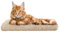 Katzen Fensterliege Fensterbank rutschfest - Katzenbett Fensterbank 50x20 cm - Weich & Kuschelig - Fensterliege für Katzen Selbstheizende Katzendecke - Waschbarer Bezug (Beige)
