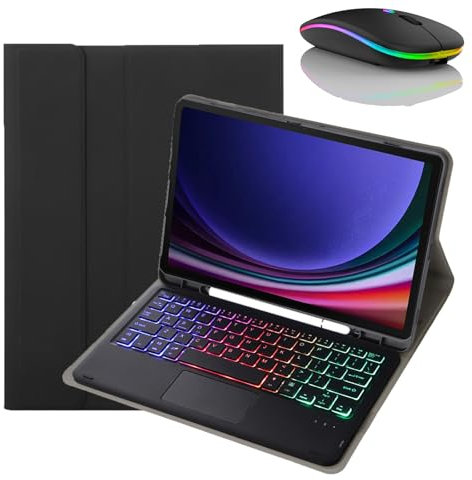 JZCZMCE Funda con Teclado para Samsung Galaxy Tab A7 10.4'' 2020, Contiene Ñ, Teclado Retroiluminados Inalámbrico con Soporte para Lápiz, Funda Folio Delgada con Ratón Bluetooth,Negro
