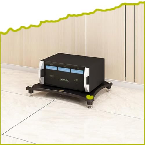 KUANGGE HiFi-Racks aus Holz, 24-Zoll-Stereoschrank, HiFi-Regal, Audio-Rack, Verstärker-Rack, AV-Medienständer, bodenstehender Audio-Video-Komponentenschrank (schwarz, 10 cm)