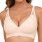 Xnova Donna Reggiseno Senza Ferretto Morbido Imbottito Push Up Reggiseni Senza Cuciture Minimizer Traspirante Bralette con Scollo a V Coppa Piena, Beige, L
