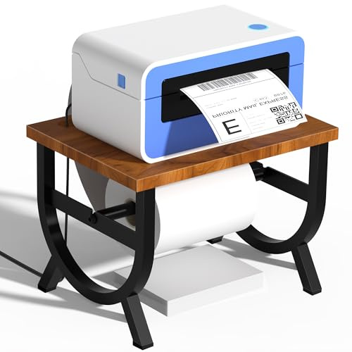 Alyoen Etikettenhalter für Rollen- und Leporello-Etiketten,Thermodrucker-Etikettenhalter mit Holzbrett und Metallhalterung, mit Allen Thermo-Etikettendruckern