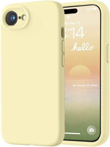 LOVE 3000 Designed for iPhone 16e/17e Case, Premium Silicone with [Soft Anti-Scratch Microfiber Lining] Shockproof Protective Phone Case for Lanyard 6.1, Creamy Yellow
