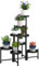 Outsunny Support plantes intérieur en acier, 8 niveaux, étagère à plantes, structure triangulaire stable, conception pliable, porte plantes, pour terrasse jardin balcon salon, noir
