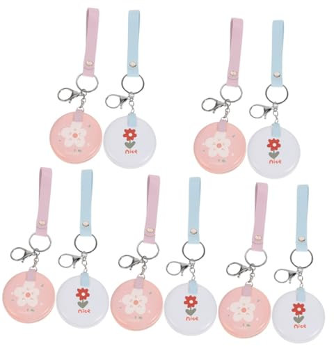DEARMAMY 5 Ensembles Porte-clés Hawaïen Titulaires Porte-clés Miroir De Poche Multi Miroire Maquilleuse Porte-clés Porte-clés Miroir Pliant Porte-clés Mini Miroir Un Verre 2 Pièces * 5
