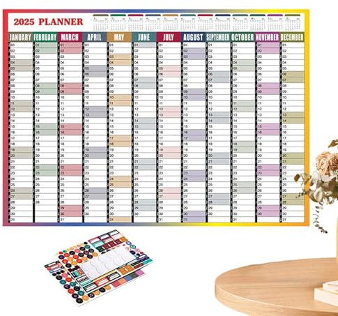 -year -old Mur Calendar 2025 - Wandkalender 2025, 12 Monate großer Jahreskalender mit Aufklebern | Von Januar 2025 bis 2025, Dickes Papier, Home Organization zum Planen bzw