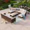 PHI VILLA Polyrattan Garten Möbelset für 10-12 Personen Halbmondförmig Gebogen Gartensofa Balkonmöbel Sitzgruppe mit Sofa Sessel Hocker Ottomane mit Kissen PRO Fabric Wetterfest