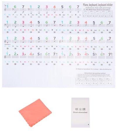 QUARKZMAN Klavier Aufkleber für 88/61/54 Tasten, Zahlen Keyboard Aufkleber Klavier Notenführung Abnehmbar für Anfänger Lernen, Bunt