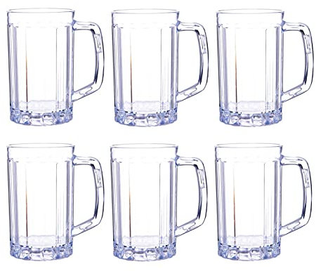El vaso de cerveza, Juego de vasos de cerveza con asa, vasos de cerveza grandes for congelador, vasos for beber, paquete de 6, 17 oz