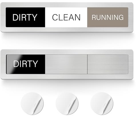 EliteSign Dishwasher Magnet Clean Dirty Sign, 3 Options with Running Options,Brushed Silver Dishwasher Magnet Easy to Switch, Residue Free Adhesive Included