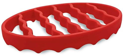Silicone Roasting Rack, 7x8x1 Oval Roasting Rack, Food Grade, Heat-Resistant Dishwasher & Microwave Safe for Slow Cooker, Pressure Cooker, Oven & More, Red Sili