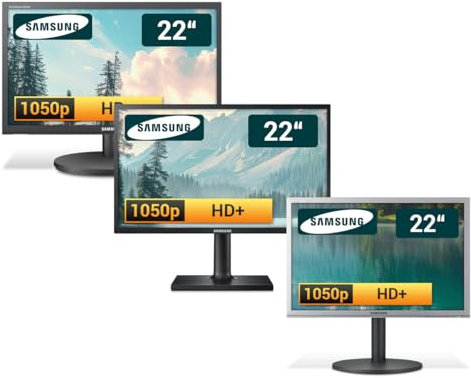 Samsung 22 Zoll Business Computer Monitor, Desktop Gaming Monitor, HD+ (VGA - DVI - VESA), PC Bildschirm, schwarz/Silber (Generalüberholt)