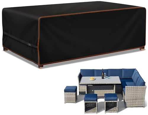 Enzeno Rattan Garden Furniture Covers Waterproof for outside, 180x120x74cm,Patio cube Set Cover,Heavy Duty Garden Square Table Cover with Air Vent