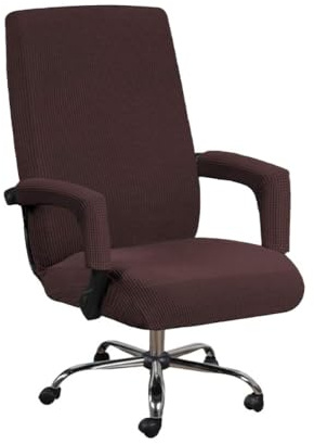 Wambere 1 Satz Bürostuhl Bezug Stretch Bezug,Elastische Stuhlhussen,Computerstuhl Schonbezüge,Drehstuhl Abdeckung mit Armlehne,Waschbare Abnehmbare,für Schreibtischstuhl Drehstuhl,Braun,XL
