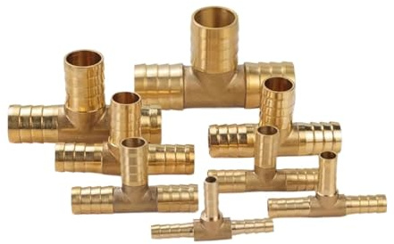 LDHNFBYV Raccordo a T con portagomma a 3 Vie in Ottone, 4-19 mm, con riduzione uguale(10 x 12 x 10mm)