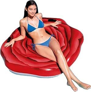 Materassino Gonfiabile Mare Rosa Rossa, Vinile, Rosso, 137x132 cm