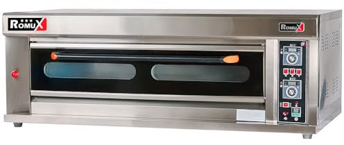 Romux® Forno per pizza industriale semplice elettrico 8x32 cm con pavimento in ceramica refrattaria e termostato di qualità | Temperatura max 400°C - 8000W | Forno professionale per bar e ristoranti