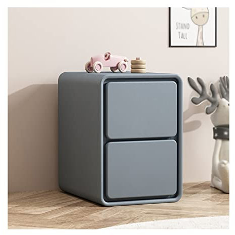 Schubladenkommode 2 Schubladen Kunstleder Nachttisch Schlafzimmer Kleiner Nachttisch Beistelltisch Aufbewahrungsschrank for Wohnzimmer Schlafzimmer, 18,8 H, Graublau für die Wohndekoration(L25xD40xH4