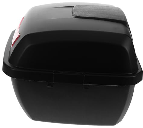 Happyyami Motorcycle Rear Storage Box Large Capacity Trunk Organizer with Lid Universal Scooter Storage Box for Motorbike Accessories Matte Black