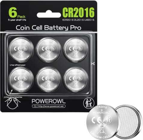 Piles CR2016 3V Lithium - Pack de 6 par POWEROWL (Haute Performance, Sécurité 10 Ans)