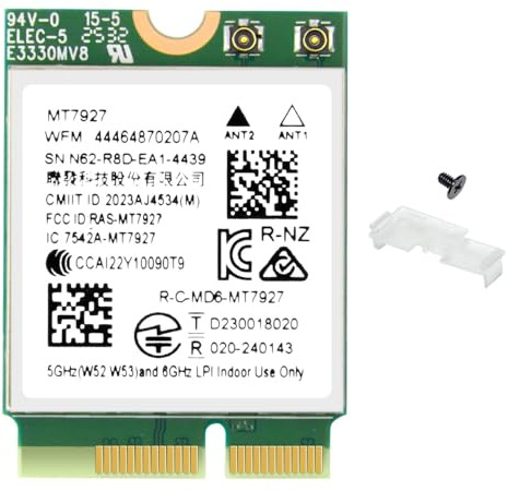 Adaptateur sans fil Wi-Fi 7 cartes MT7927 Tri-Band 802.11be, 2,4/5/6 GHz, BT 5.4, M.2 Key E pour PC portable Windows 11, compatible avec Intel et AMD