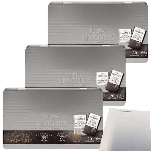 usy Bundle für Hachez Schokolade Cocoa Selection Metalldose 3er Pack (3x150g Dose) + usy Block