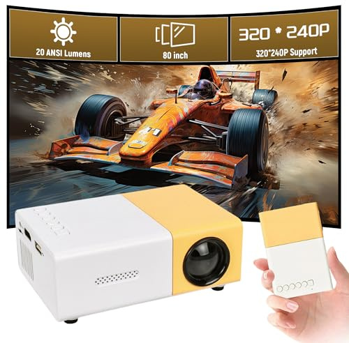 KINMRIS YG300 Mini Projector, Portable Outdoor Movie Projector, Compatible with Smartphones/Laptop/USB for Home, Bedroom, Outdoor Use