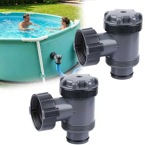 2 Vannes D'arrêt de Piscine 38 mm, Pompe de Filtration de Piscine, Raccord de Tuyau, Vanne D'entrée/sortie pour Tuyau de 38 mm (1-1/2 pouce) pour Piscines Hors Sol Pompes de Piscine