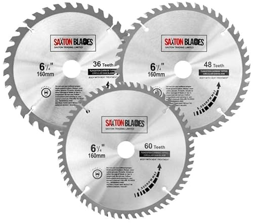 Saxton TCT TCT160MXC - 3 lame circolari per sega, 160 x 20 mm, compatibili con Festool TS55 Bosch Makita Pack A