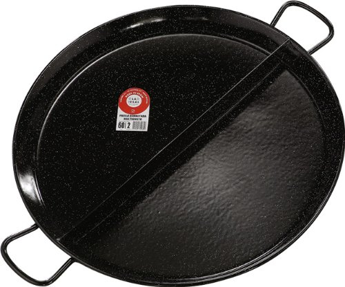 La Ideal émaillé Multigusto 2 Compartiment Poêle à Paella, Noir, 60 cm, Lot de 4