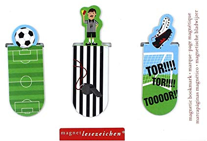 moses. 30819 Magnetlesezeichen Fußball 3er Set, magnetisches Lesezeichen, charmant illustriert