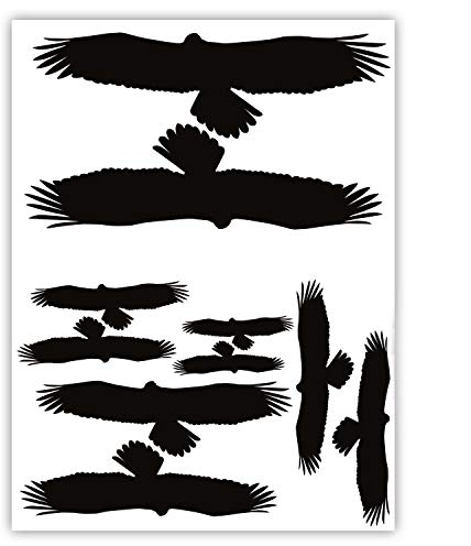 10er Aufkleber-Set Vogelschutz und Fensterschutz I hin125 I Vogel-Silhouette als Schutz für Vögel, Glas-Tür, Fenster-Scheibe, Wintergarten