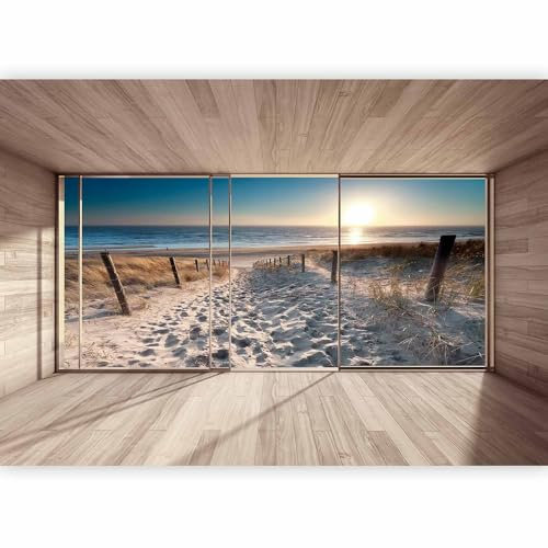 Fototapete murando - Vlies Ausblick auf Strand und Meer 150x105cm Foto Tapete Wohnzimmer Vliestapete XXL Motivtapeten Bildtapete 3d Effekt Wand Dekoration - Natur Landschaft Sonne c-C-0067-a-c
