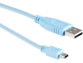CablesAndKits Cable USB de consola Cisco compatible de 6 pies, azul claro, A a Mini B, repuesto para Cisco CAB-Console-USB, 37-1090-01, para routers, switches, firewalls