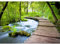Runa Art Fototapeten 396 x 280 cm Wasserfall Brücke - Vlies Wanddekoration Wohnzimmer Schlafzimmer - Deutsche Manufaktur - Grün Beige 9035012a