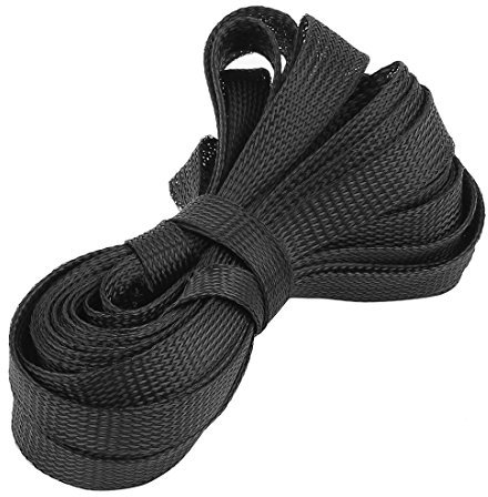 sourcing map Gaine Câble Manchon Fil Tressée 11,8 mètres de longueur, 20 mm de largeur extensible en nylon