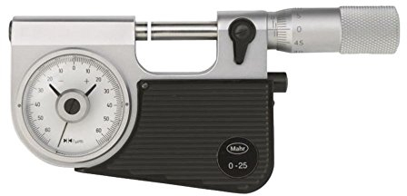 Mahr 4150000 Micromar 40 F Mikrometer mit integriertem Zifferblattvergleicher, 0-25 mm Reichweite