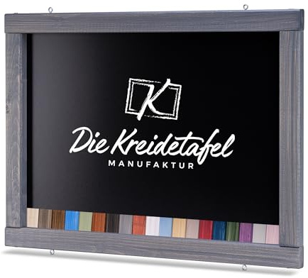 Rustikale Tafel Kreidetafel Wandtafel Küchentafel mit Holzrahmen zur Beschriftung mit Kreide im Landhausstil in verschiedenen Größen und Farben (Grau, 70x50cm)