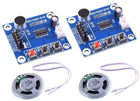 Hailege 2pcs ISD1820 Voice Recording Sound Recorder Modul mit Micophone + 0,5W Lautsprecher