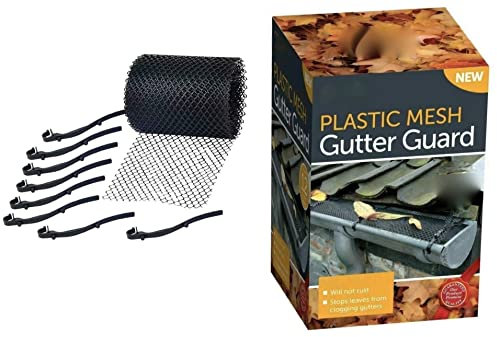 ADEPTNA 6M Strong Plastic MESH Gutter Guard with 8 Fixing Spikes – Stops Leaves from Clogging GUTTERS