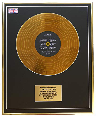 IRON MAIDEN - THE NUMBER OF THE BEAST METAL GOLD RECORD DISPLAY COMMEMORATIVE LTD EDITION