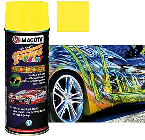 StickersLab - MACOTA Tuning Vernice Spray Fluorescente Smalto Acrilico NON COLA (Giallo Fluo)