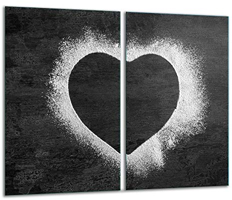 TMK | Herdabdeckplatten ceranfeld 2 Teilig 30x52 cm | Ceranfeldabdeckung Küche Elektroherd Induktion | Herdschutz Spritzschutz | Glasplatte Schneidebrett | motiv Granit